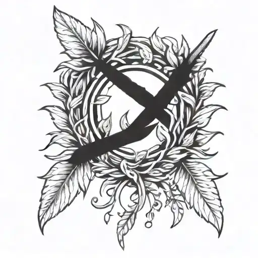 Laurel Wreath With Broken Sword Piercing