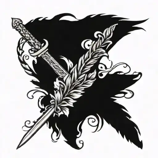 Laurel Wreath With Brokem Sword Piercing