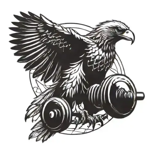 A Fierce Eagle Silhouette Lifting Weights In A Gym Setting