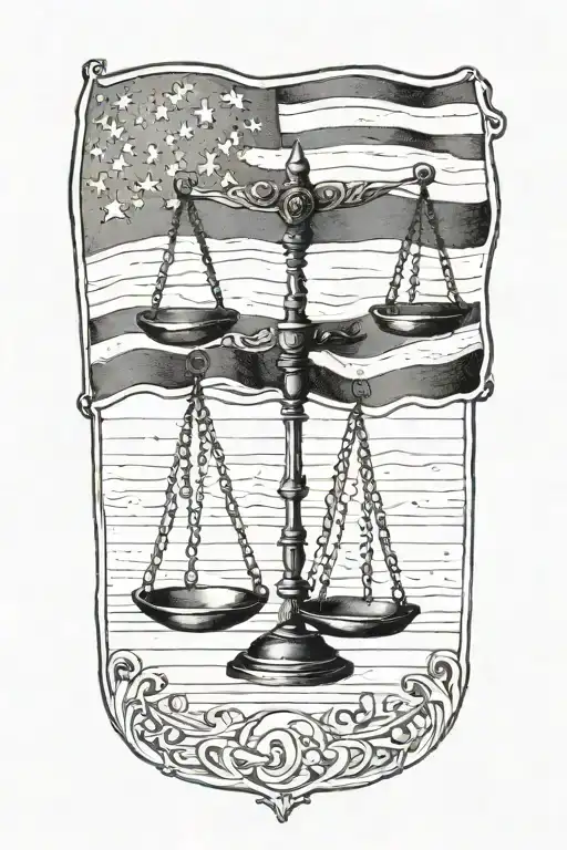 Libra Scales And American Flag