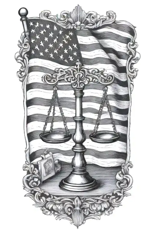 Libra Scales And American Flag