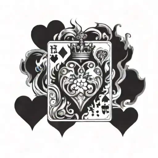 King Of Hearts Playing Card With Hearts Of Flames