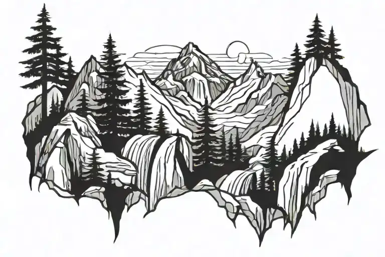 Waterfall Forest Mountain Sunrise