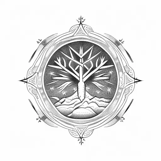 Vegvisir With Trees In The Background