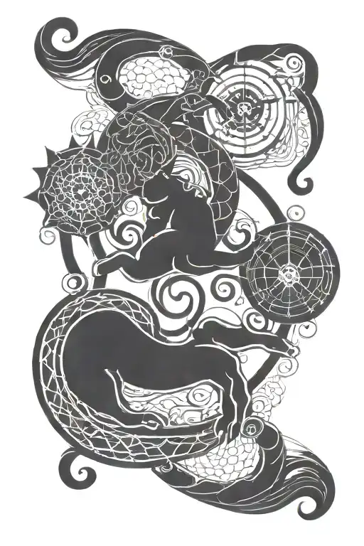 A Minimalist Representation Of The Client's Zodiac Sign Intertwined With A Psychological Symbol