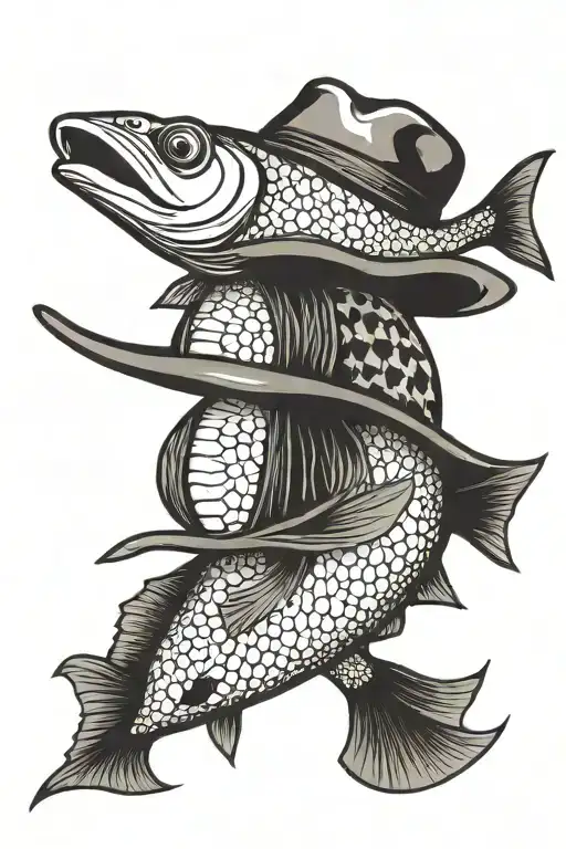 Fish Wearing Cowboy Hat With Camo Patterns