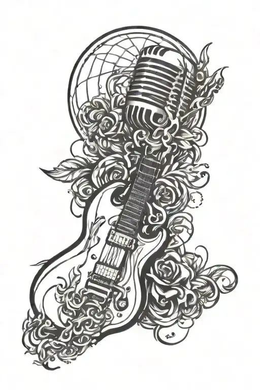 Incorporate A Microphone And Guitar Intertwined With Metalcore Band Logos