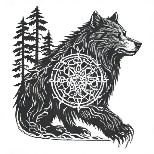 Vegvisir Yggrdasil Raven Wolf Bear