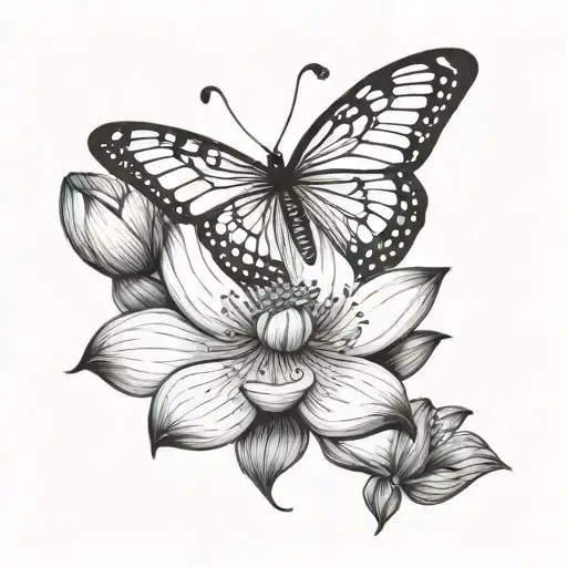 Butterfly And Lotus Flower