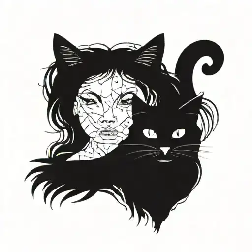 Cat And Woman