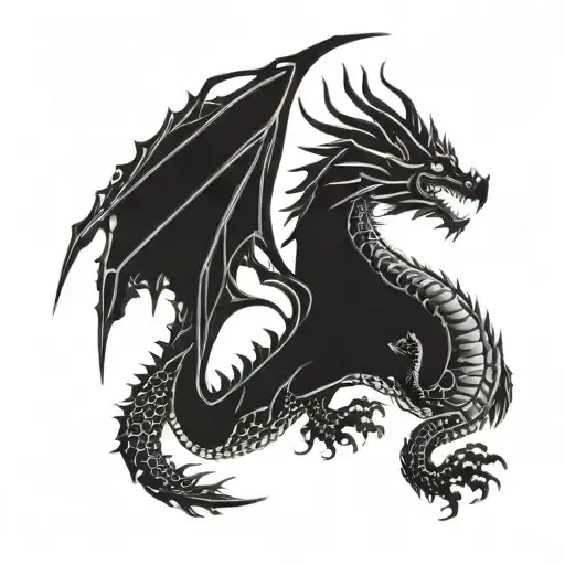 Dragon With Wings In Profile
