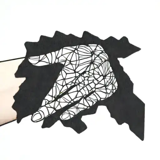 Black Abstraction All Over The Wrist In The Form Of Lines And Silhouette