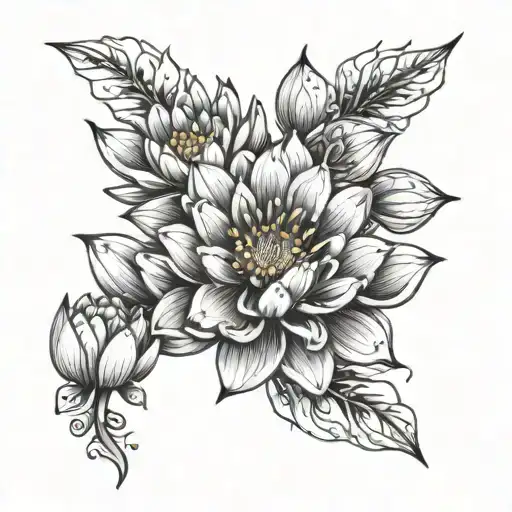 Water Lily And Cosmos Flower Blooming