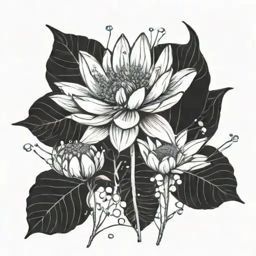 Cosmos Flower And Water Lily Flowers