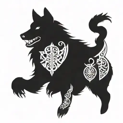 A Fierce And Powerful Wolf Holding A Scroll With Ancient Symbols