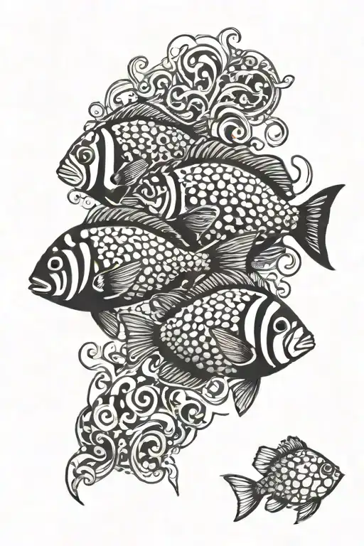 Reef Fish Swimming Underwater Surrounded Swirls Forming