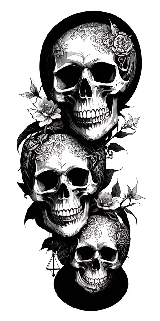 Skulls And Libra Zodiac Sign