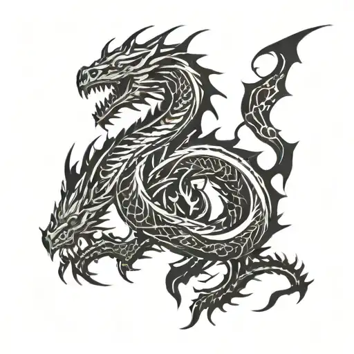 Combine Elements Of The Horde Symbol With A Fierce Dragon Design