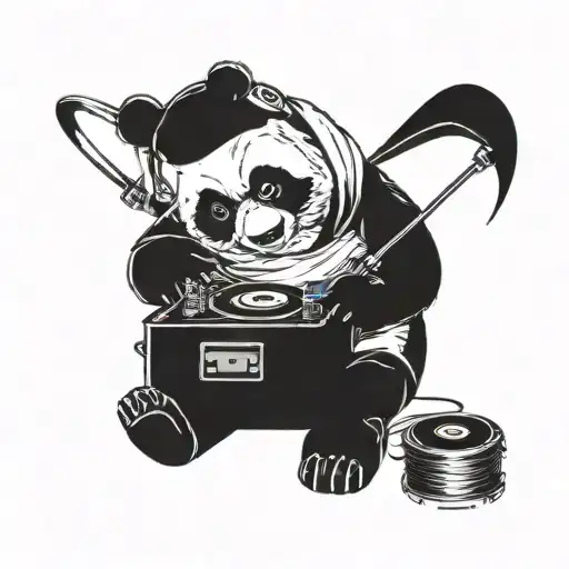 A Panda Dj Spinning Vinyl Records