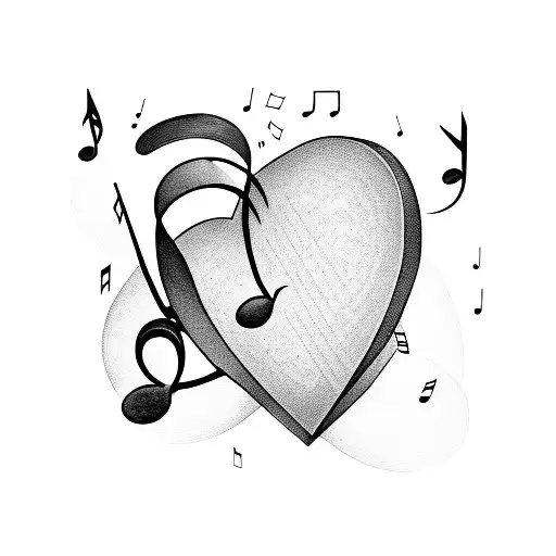 Love Heart With Music Notes Draped Around It