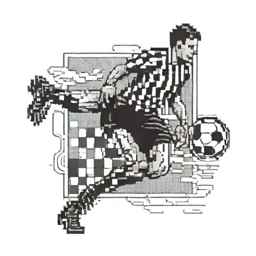 A Pixelated Football Player Scoring A Goal In A Video Game