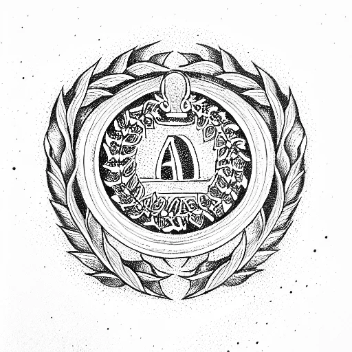 Straight Wreath With Roman Numerals Above And Below The Wreath