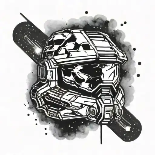 Master Chief's Helmet With A Galaxy Background