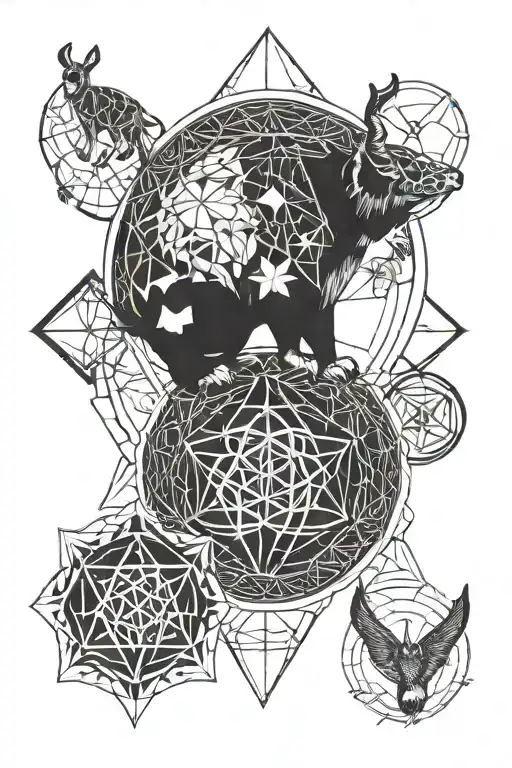 Sacred Geometry Patterns With Animals And The Word Vegan
