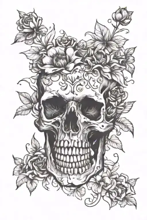 Skull And Flowers