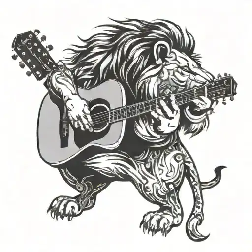 Lion Playing A Guitar