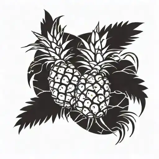 Two Pineapple Representing Kids With Arms Holding Hands Holding Each Other