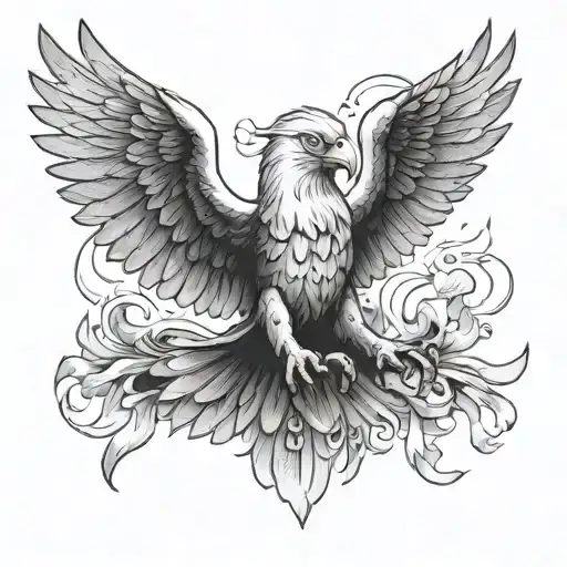 White Eagle Flying With A Poached Helmet While's Holding A Burning Polish Flag