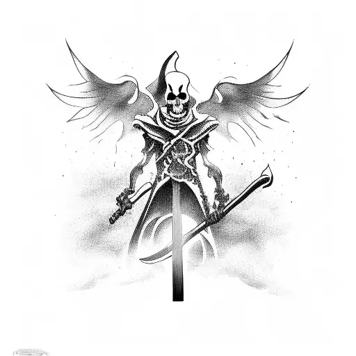 A Person With A Shadow Of Grim Reaper On The Back