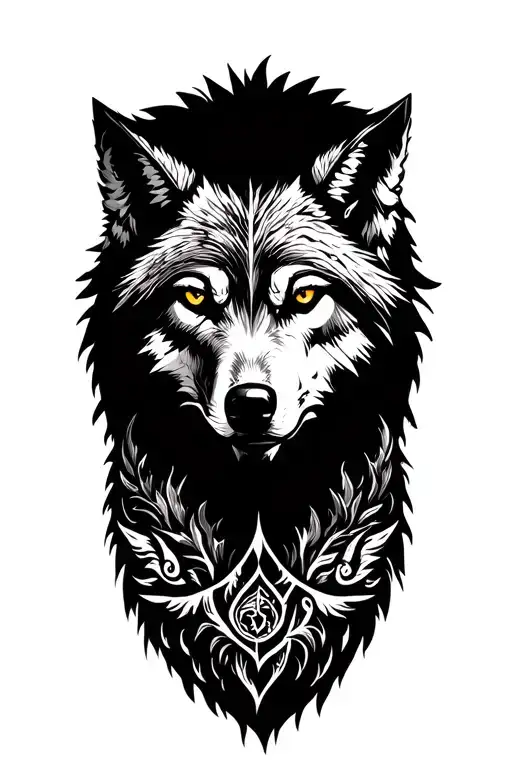 Nordic Wolf On The Left Chest And The God Odin On The Left Arm
