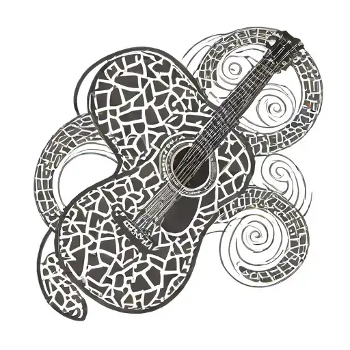 A Guitar With Giraffe Patterns As The Strings