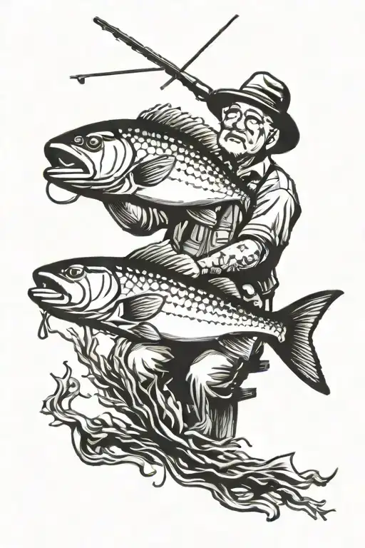 Gone Fishing Memorial Tattoo Grandfather