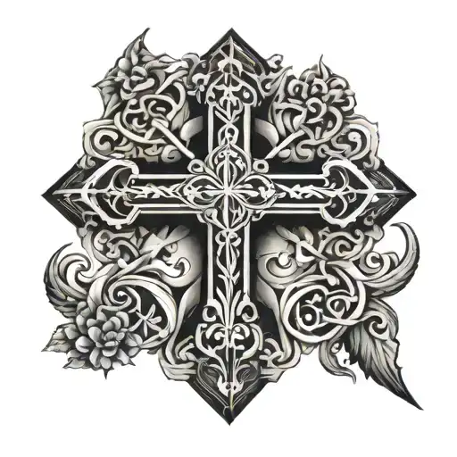 Cross Of Jesus Surrounded By Parchment