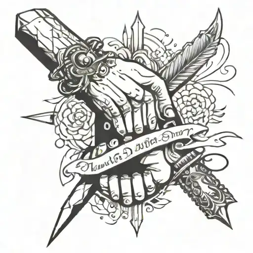 Holding Hands With A Dagger Piercing Them And The Font Saying No Matter What