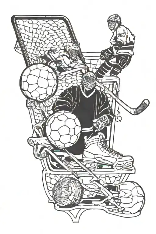 Incorporate Elements Of Football And Hockey To Create A Unique Sports-themed Tattoo Design