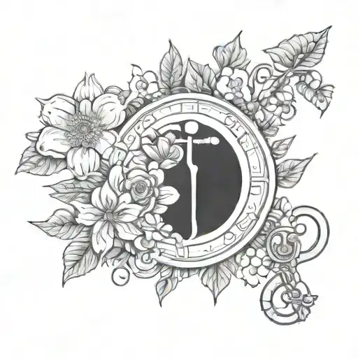 A Birth Flower Bouquet Incorporating Medical Symbols Like A Stethoscope Or Caduceus