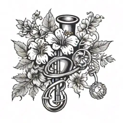 A Birth Flower Bouquet Incorporating Medical Symbols Like A Stethoscope Or Caduceus