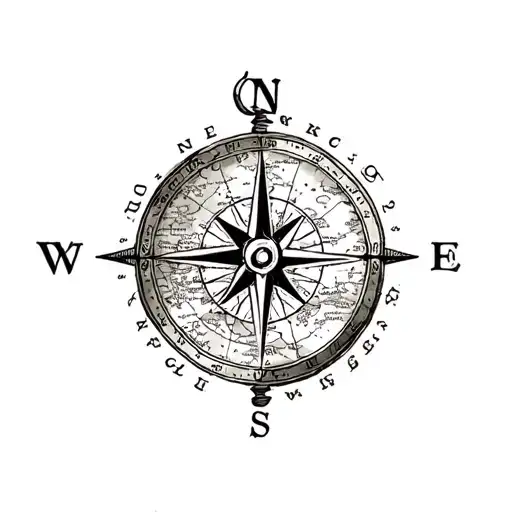 Map With Old Compass And Knife