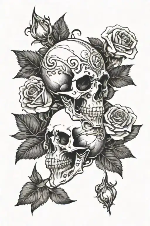Skull And Roses Wrapped
