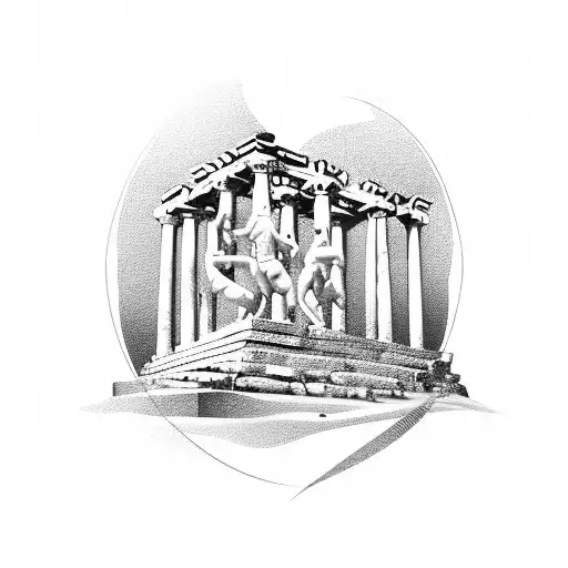 Greek Columns With Atlas Holding The World