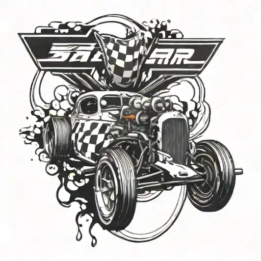 Incorporate A Sleek And Detailed Nascar Race Car Into A Dynamic Blackwork Design