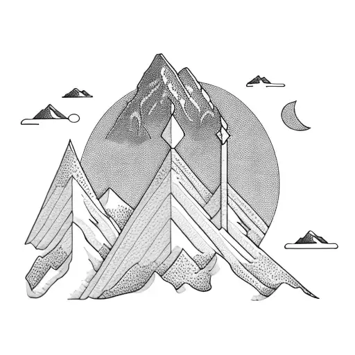 A Majestic Mountain Range With Towering Trees In The Foreground