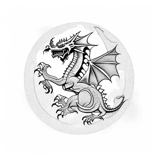 Welsh Dragon With Mexican Skulls