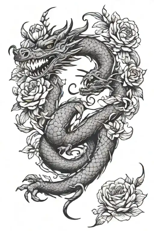 Dragon With Flowers