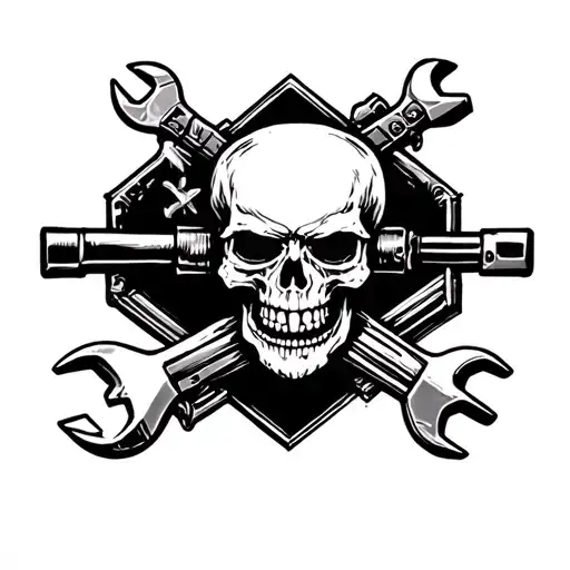 Skull Cross Wrench And Rifle