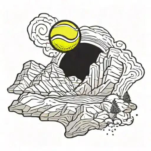 A Tennis Ball Bouncing Through A Rocky Mountain Terrain